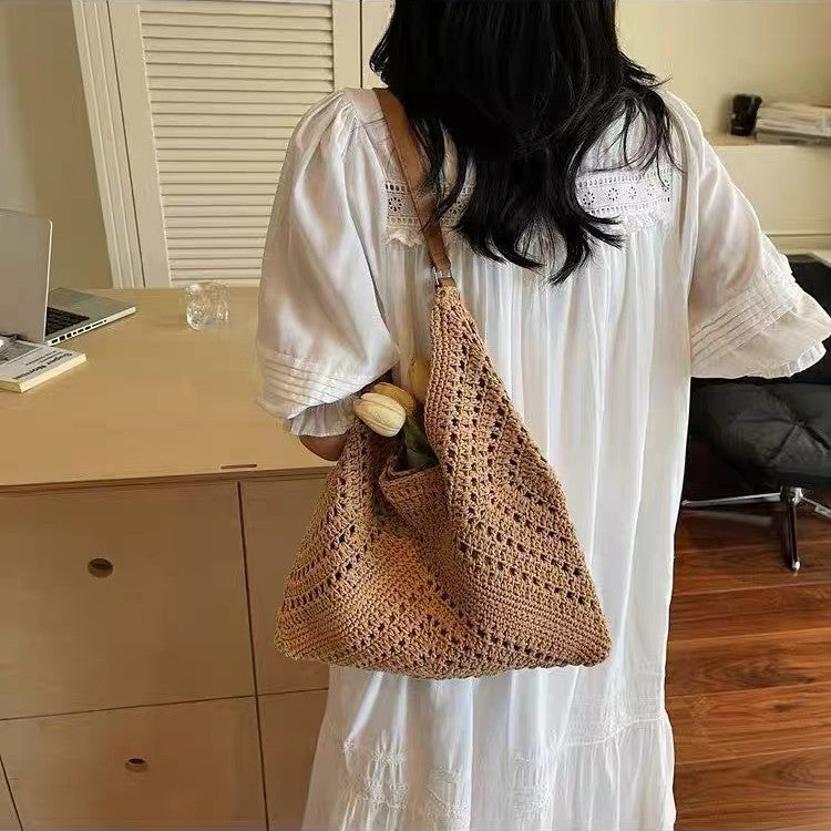 Knit shoulder bag with leather handles Kalsten