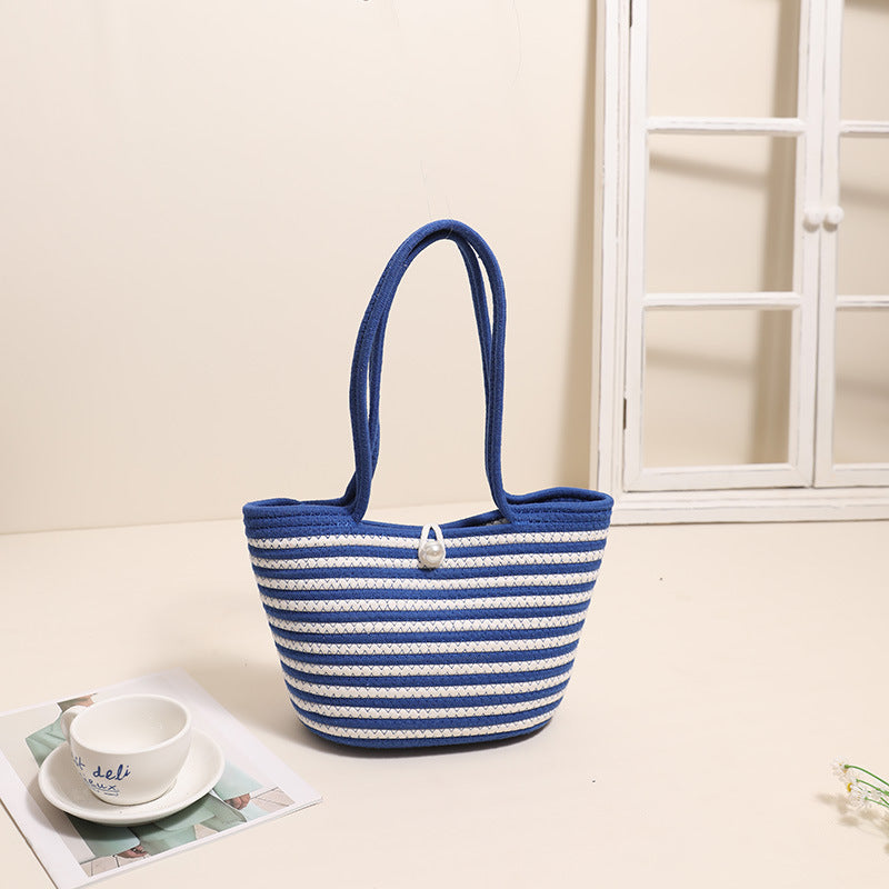 Trendy Basket Bag with Stylish Striped Pattern Kalsten