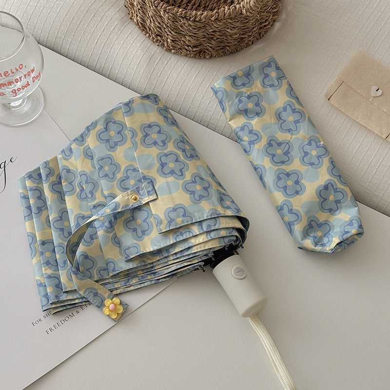 Ladies Collapsible Umbrella with Elegant Floral Pattern Kalsten