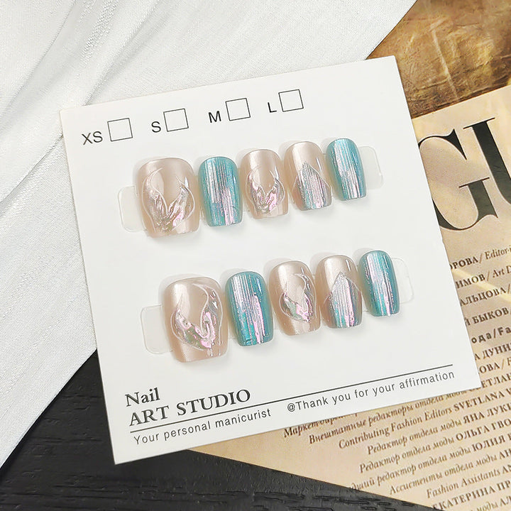Glamorous artificial nails with holographic effect Kalsten