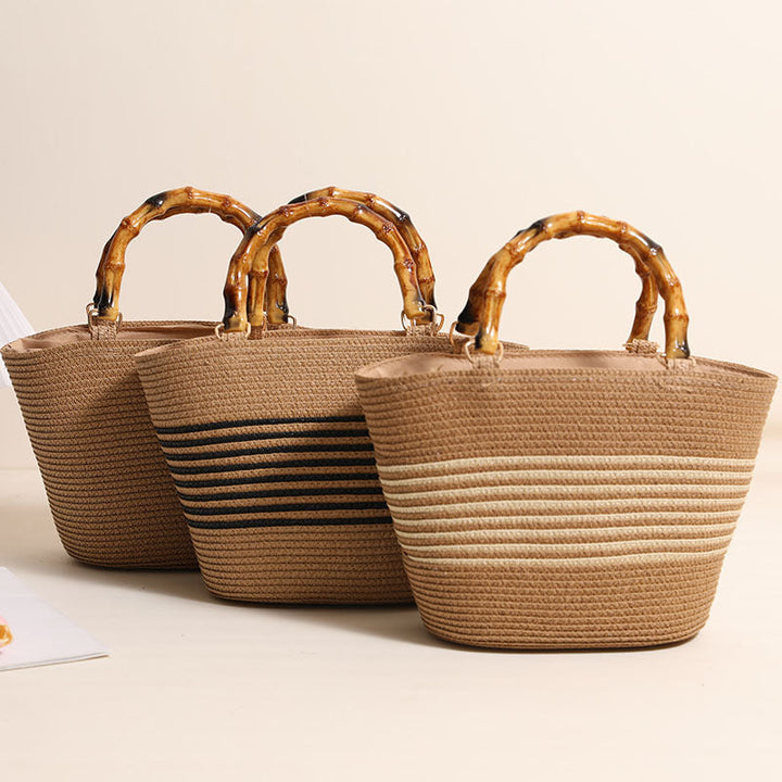 Elegant Bast bag with bamboo handles Kalsten
