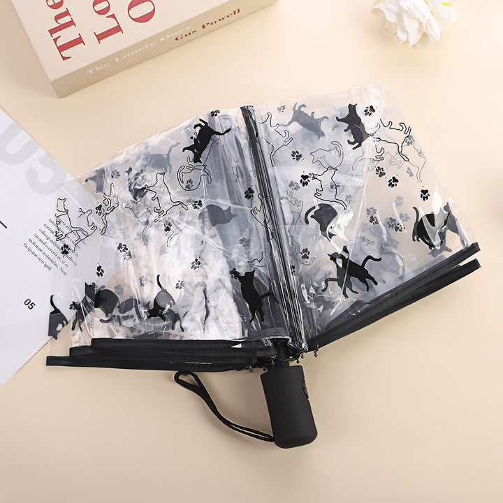 Women's Foldable Umbrella with Transparent Design and Animal Patterns Kalsten