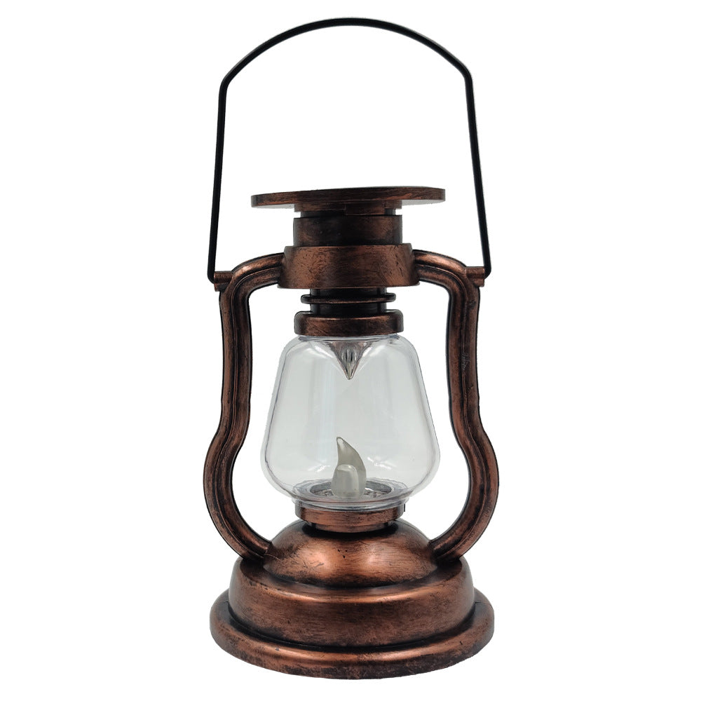 Antique-Style LED Hurricane Lantern With Flickering Flame Effect Glass Globe And Hanging Handle Portable Decorative Lamp Kalsten