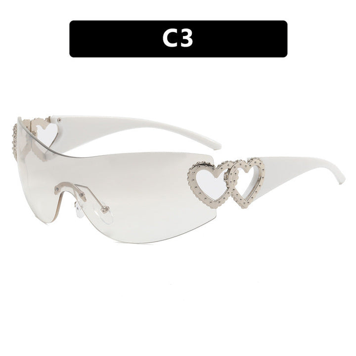 Ladies sporty sunglasses in trendy shield design with heart accents Kalsten