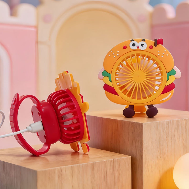 Ladies Portable USB Hand Fan in Fun Fries Design Kalsten