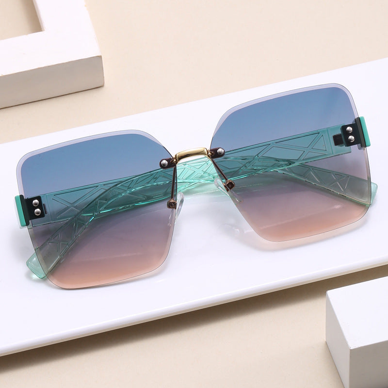 Women oversized square sunglasses with fashionable decor Kalsten