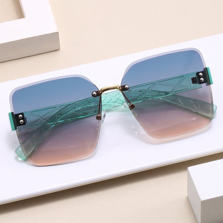 Women oversized square sunglasses with fashionable decor Kalsten