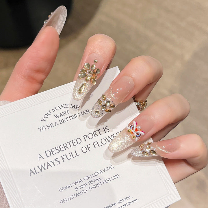 Decorative Rhinestone Floral Press-On Nail Set Kalsten