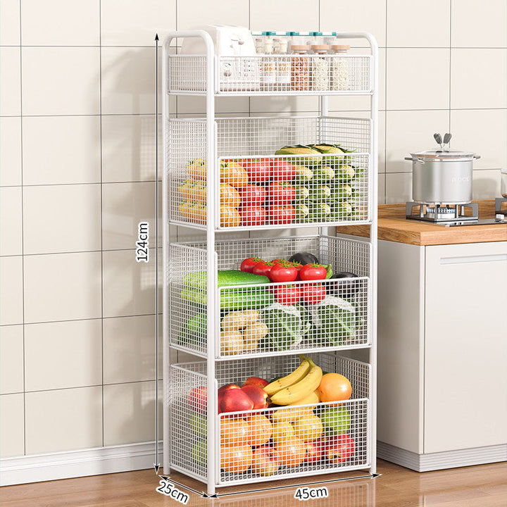 Rolling Kitchen Storage Cart with Mesh Baskets Kalsten