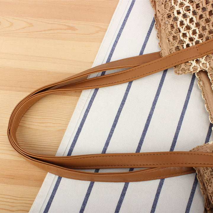 Woven beach bag with leather handles Kalsten