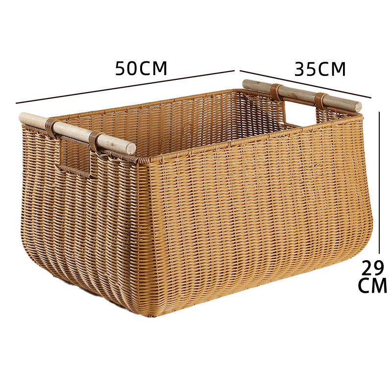Large Handwoven Storage Basket with Ergonomic Handles Kalsten