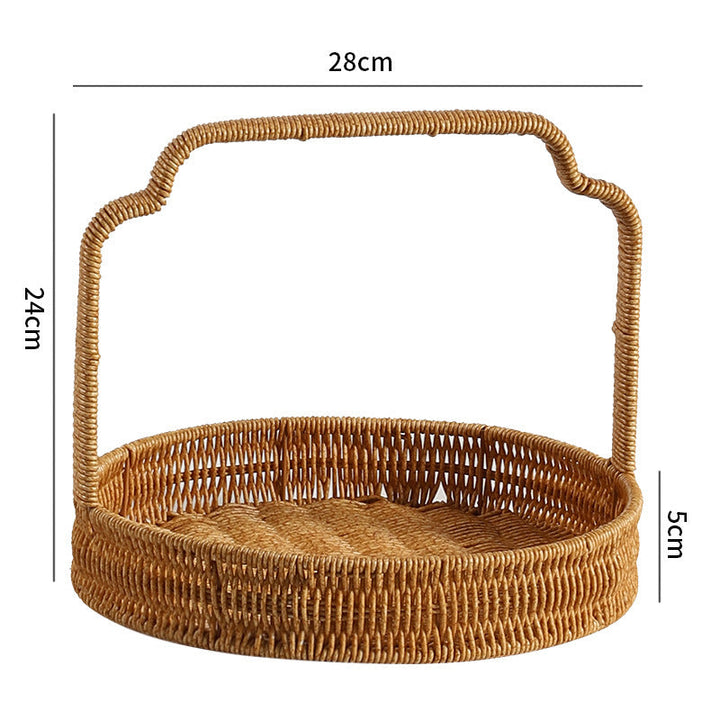 Handwoven Round Serving Basket with Ergonomic Handle Kalsten
