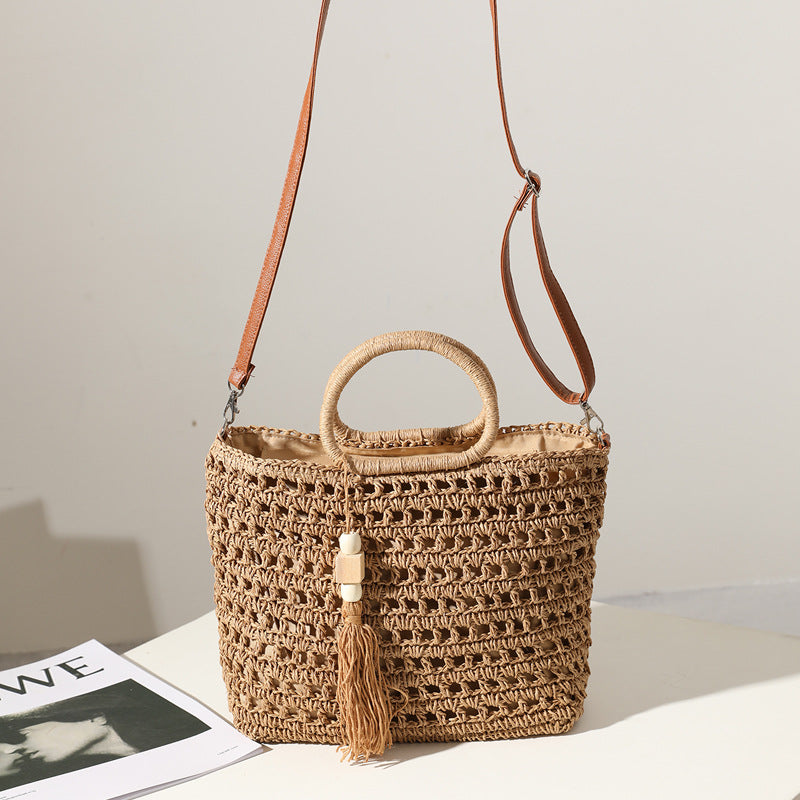 Handbag Made of Crocheted Natural Material Kalsten
