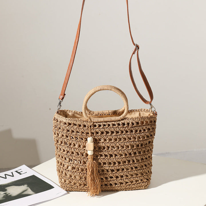 Handbag Made of Crocheted Natural Material Kalsten
