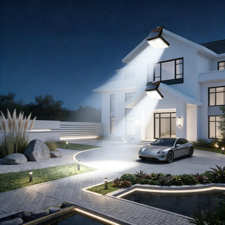 High-Output Solar Motion-Sensor LED Security Wall Light With Adjustable Solar Panel And Wide-Angle Floodbeam Kalsten