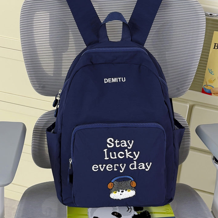 Embroidered Fun Character School Backpack