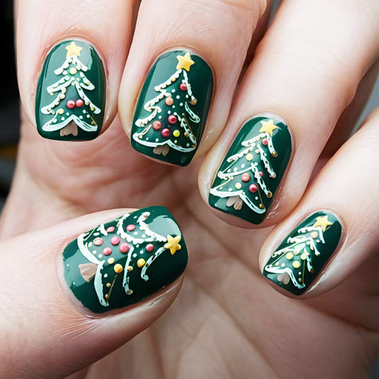 Festive Christmas Tree Nail Art Acalora