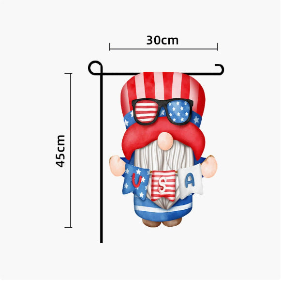 Unisex nan patriotic outdoor decorative gnome garden flag with pole sleeve Kalsten