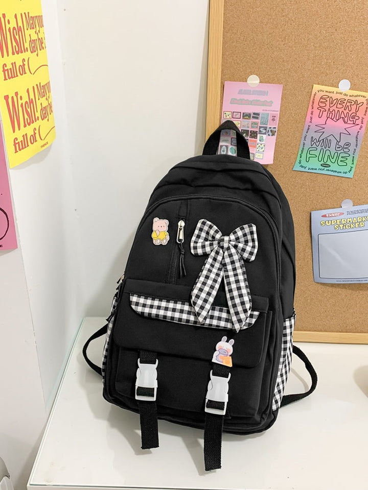 Charming Bow-Embellished School Backpack