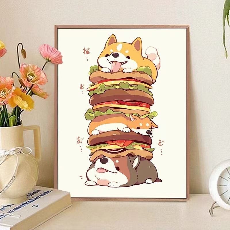 Playful Cat-Themed Food Art Print Kalsten