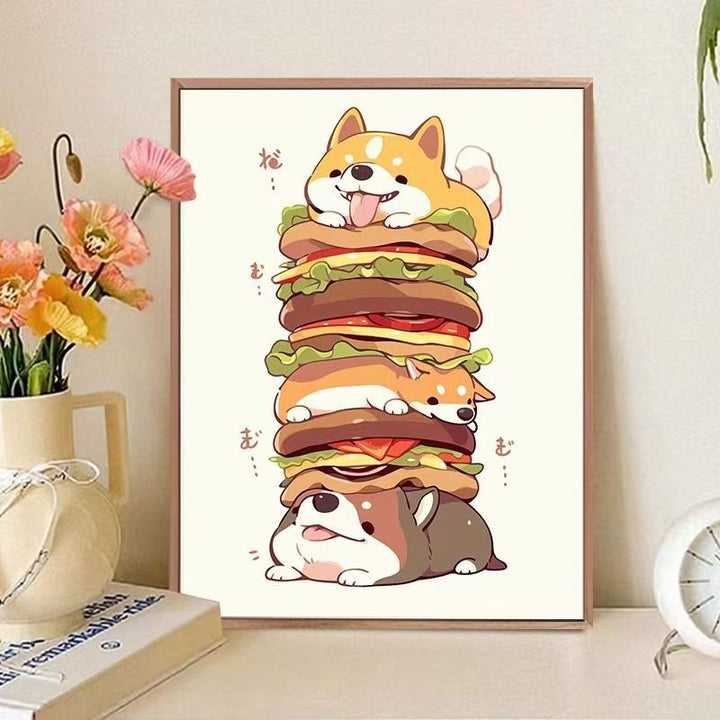 Playful Cat-Themed Food Art Print Kalsten