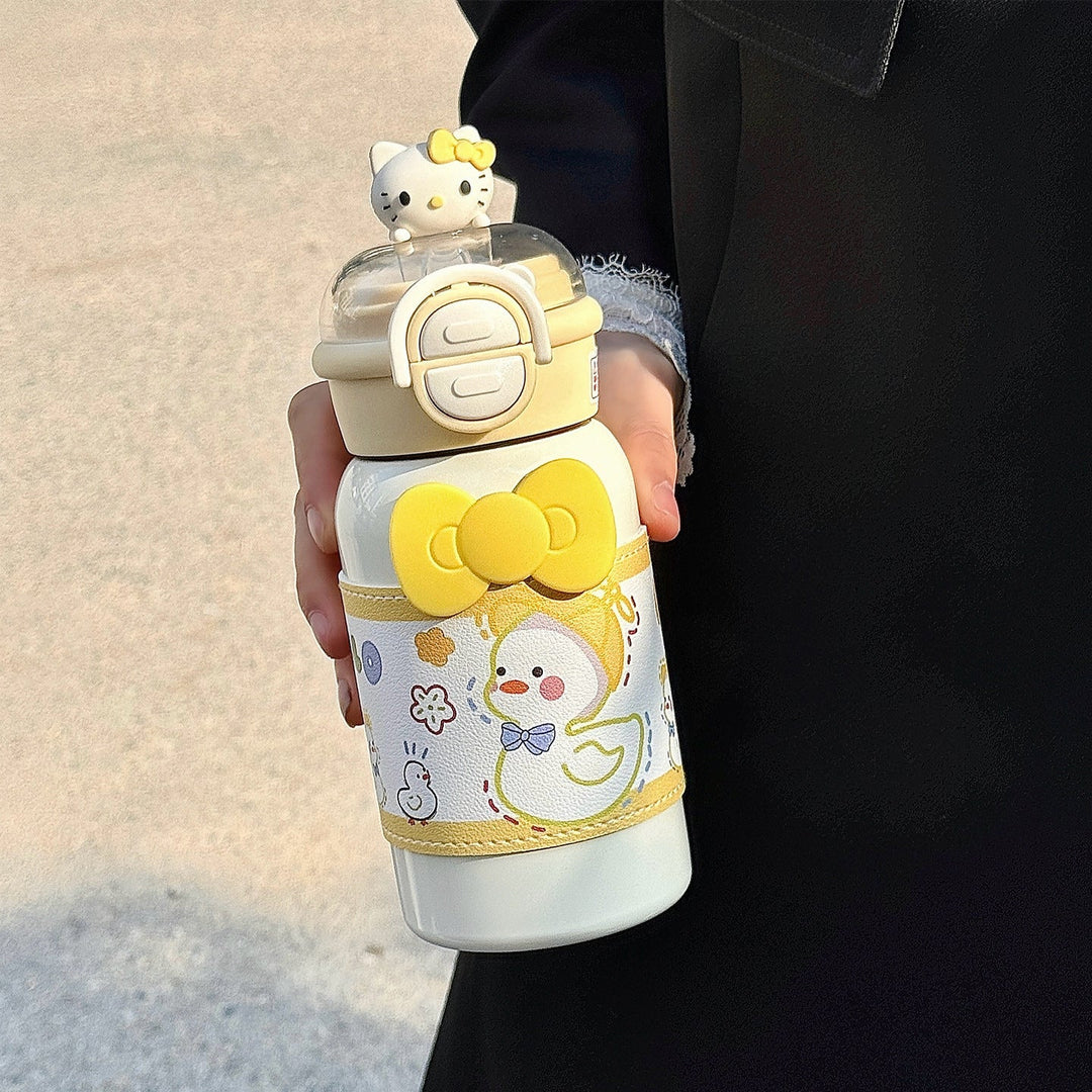 Women's creative water bottle with interactive lid and cute Kalsten design