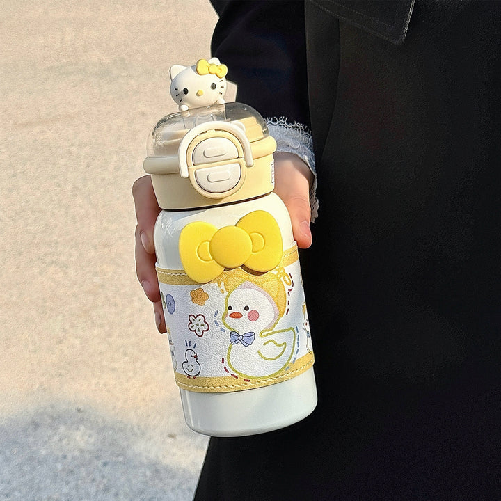 Women's creative water bottle with interactive lid and cute Kalsten design