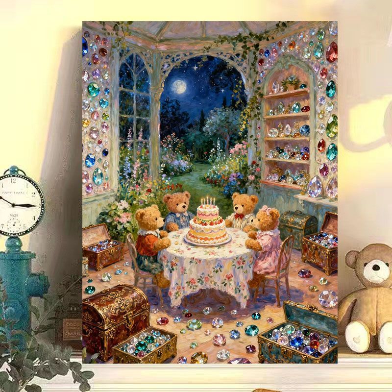 Whimsical Rabbit Scene Canvas Art Print Kalsten