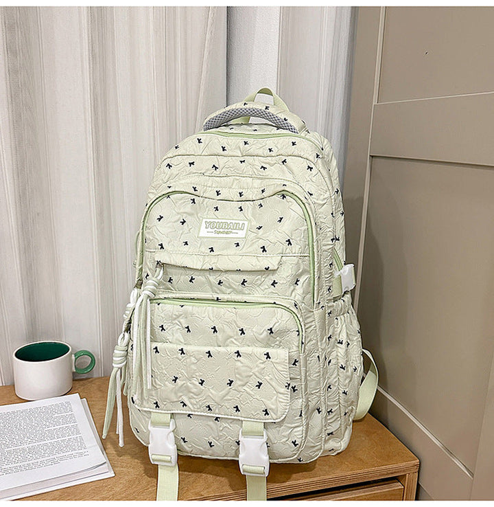 Multi-Compartment Quilted School Backpack