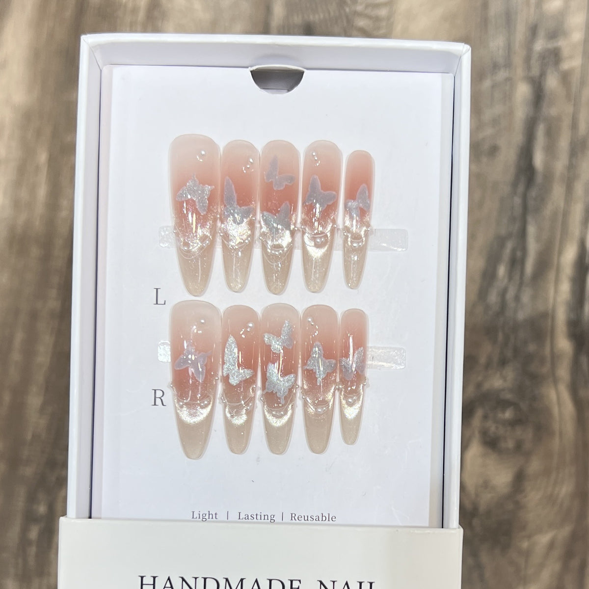 Artistic Stiletto Press-On Nail Set with Butterfly Design Acalora