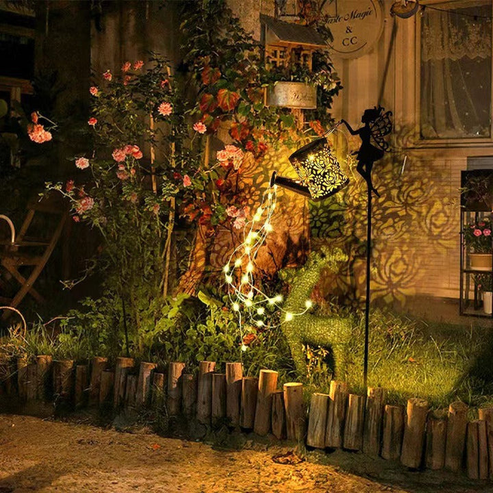 Decorative Fairy Silhouette Garden Stake With LED Watering-Can Cascade Light Kalsten