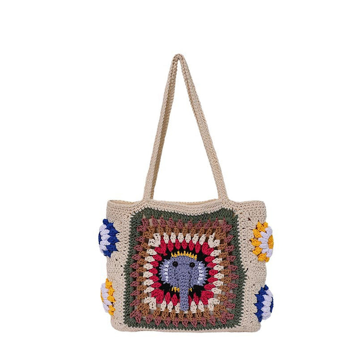Handmade macrame shoulder bag with elephant design Kalsten