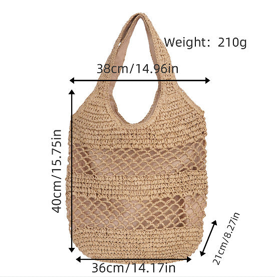 Handbag made of braided natural material with tassel details Kalsten