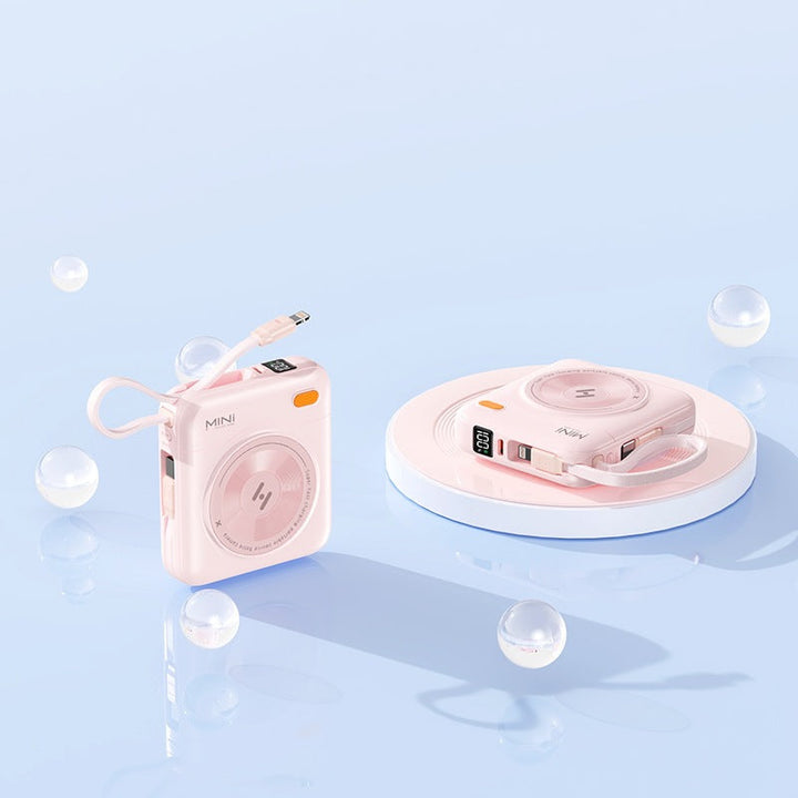 Compact power bank with integrated cable and LED display Kalsten