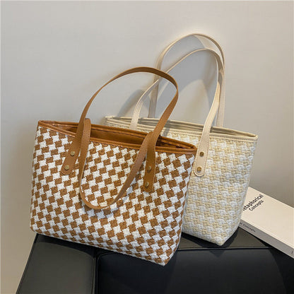 Woven Pattern Beach Tote Bag Acalora