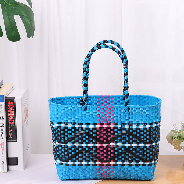 Handcrafted beach bag with colorful wave pattern Kalsten