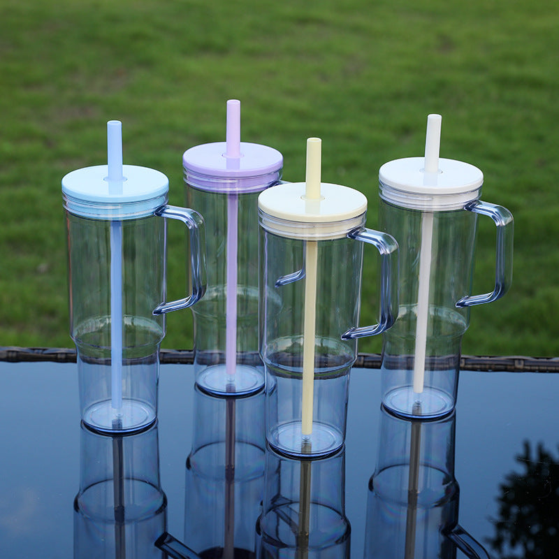 Unisex drinking cup with removable silicone straw and integrated carrying handle Kalsten