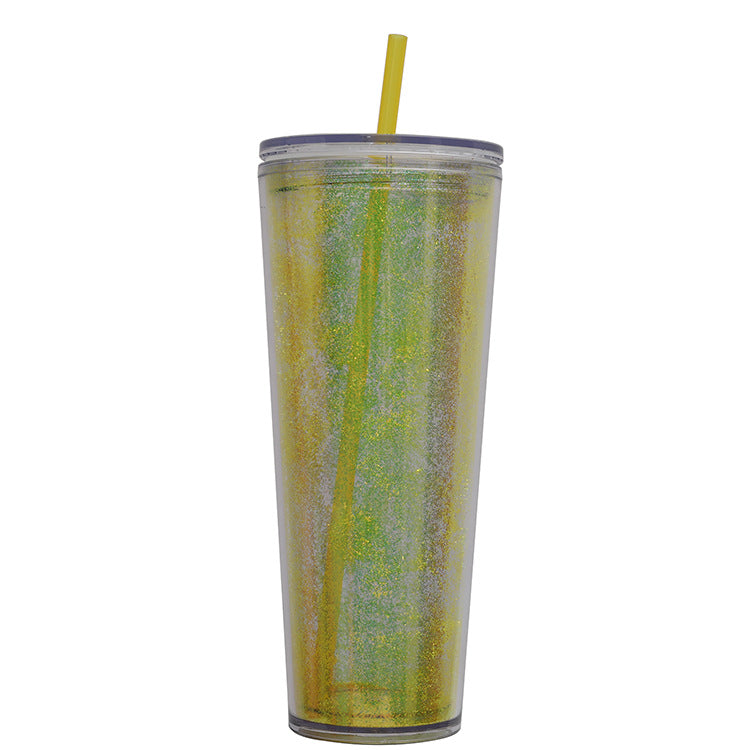 Ladies Glittering Drinking Bottle with Straw Kalsten