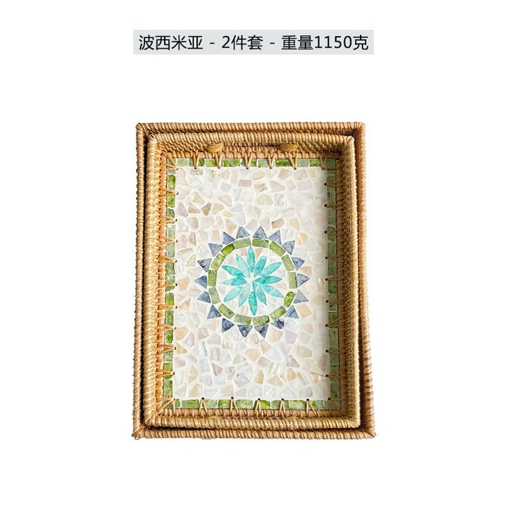 Women rectangular serving platter with handmade mosaic Kalsten