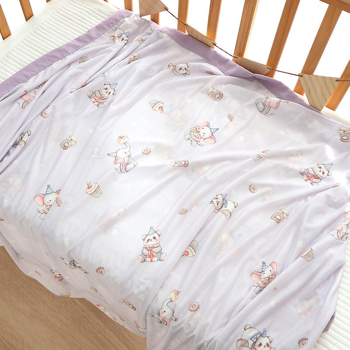 Unisex Nan cozy baby blanket made of cotton muslin with breathable filling and satin edge Kalsten