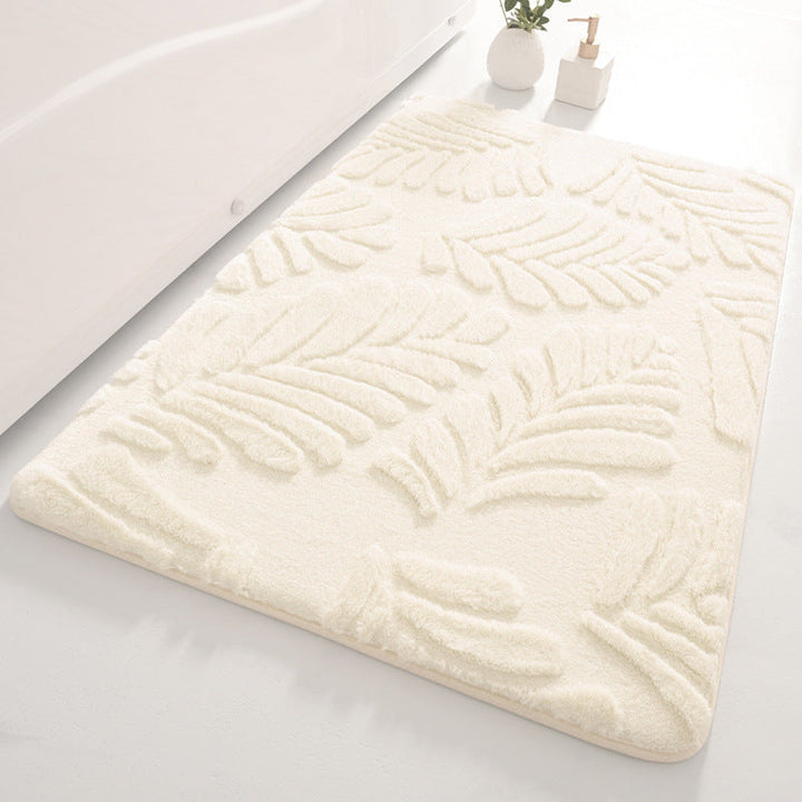 Plush Leaf-Pattern Bath Mat