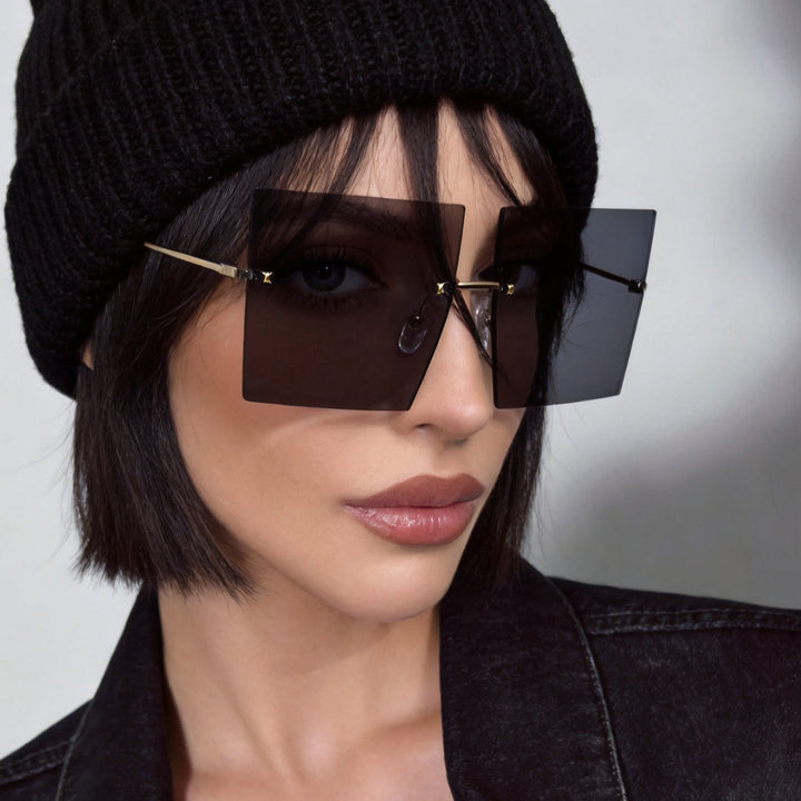 Women's fashion square sunglasses with wide lenses and delicate metal frame Kalsten