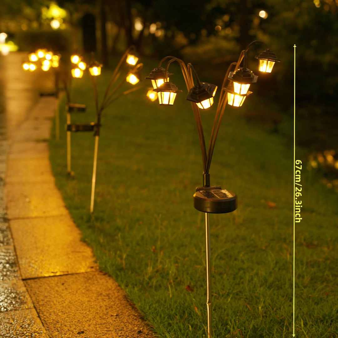 Decorative Multi-Head Solar Garden Stake Lanterns With Warm LED Kalsten