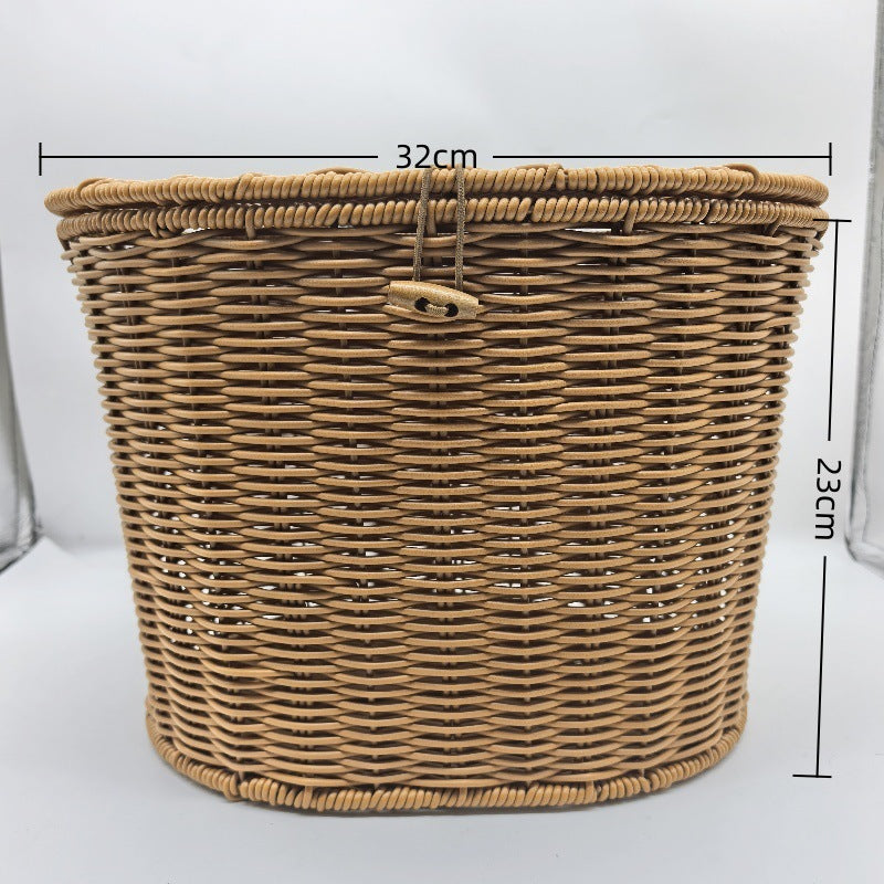 woven rattan front bicycle basket with universal handlebar mount Kalsten