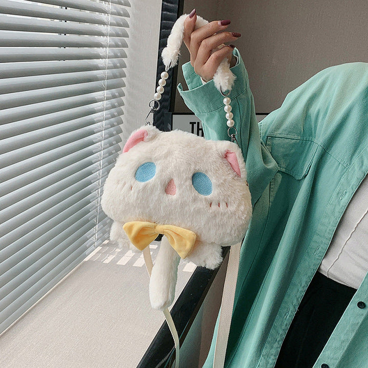 Plush Shoulder Bag with Cat Design Kalsten