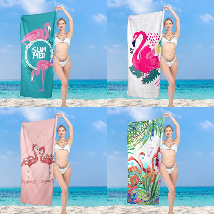 Premium beach towel with vibrant flamingo design Kalsten