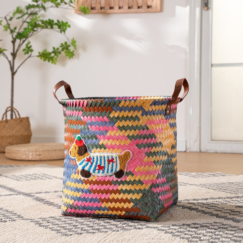 Handcrafted basket with animal pattern Kalsten