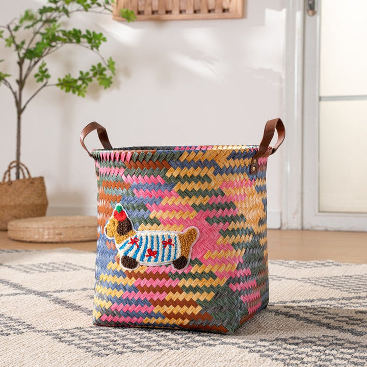 Handcrafted basket with animal pattern Kalsten