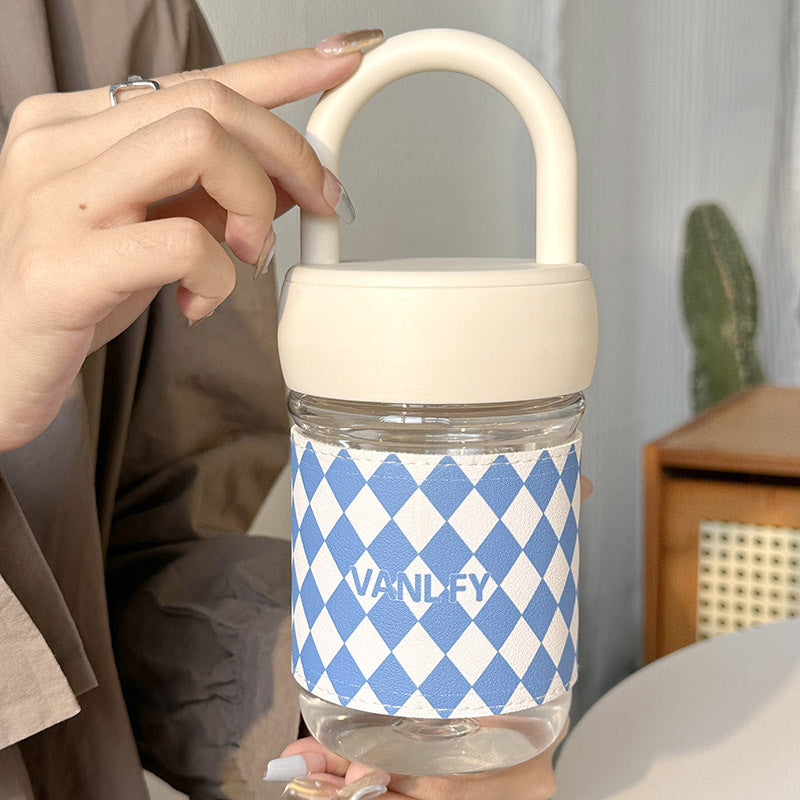 Women High-Quality Glass Drinking Bottle with Ergonomic Carrying Handle Kalsten