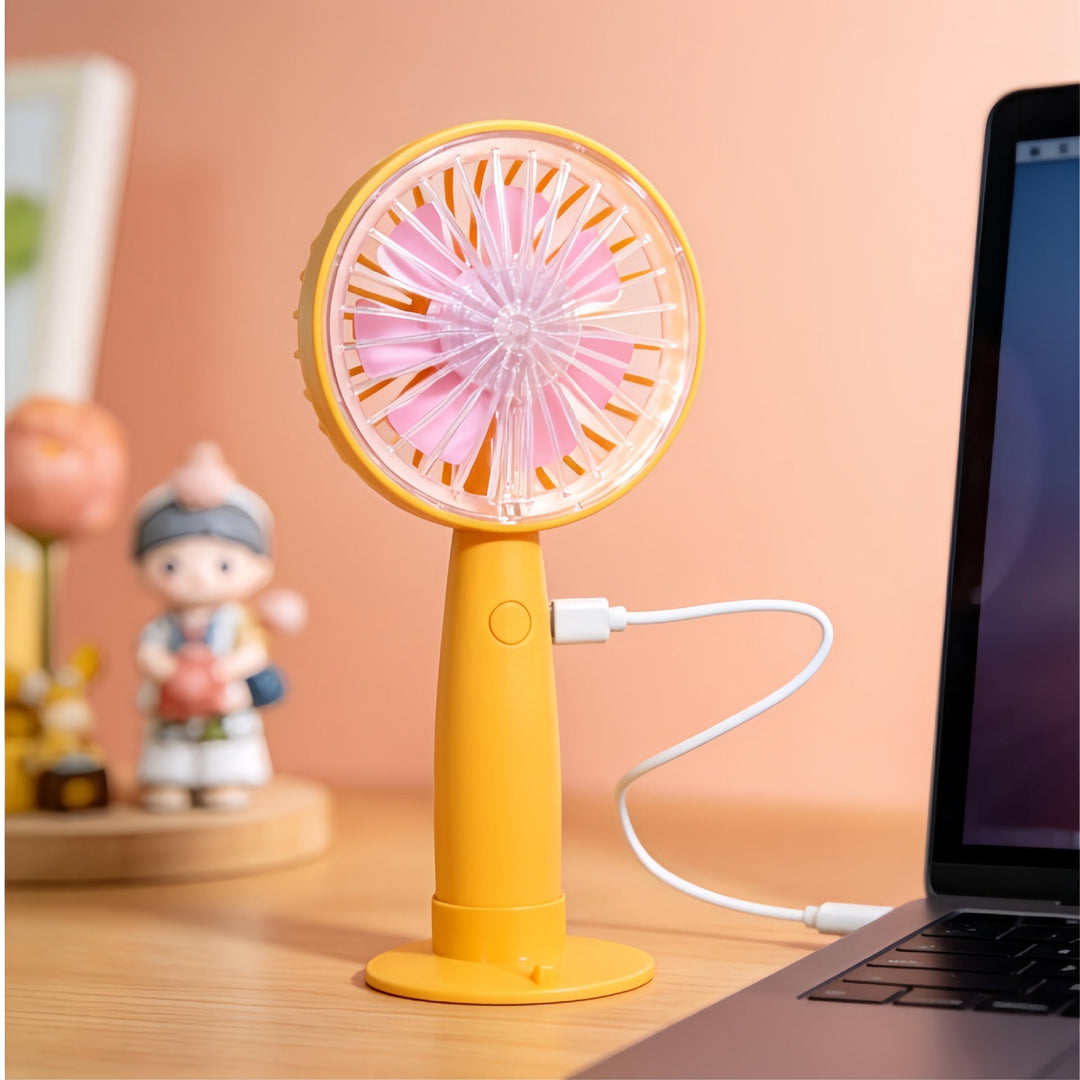 Women's portable USB hand fan with flexible tilt mechanism and ergonomic handle Kalsten